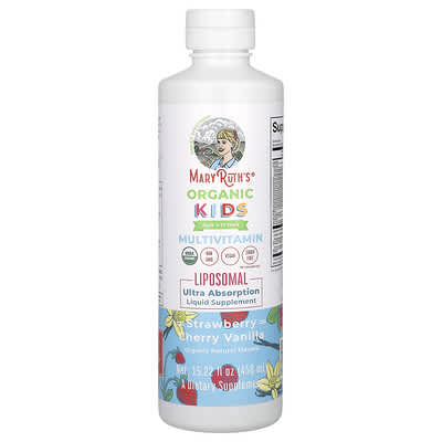 Organic Kids Multivitamin Liposomal, Ages 4-13 Years, Strawberry Cherry Vanilla, 15.22 fl oz (450 ml)