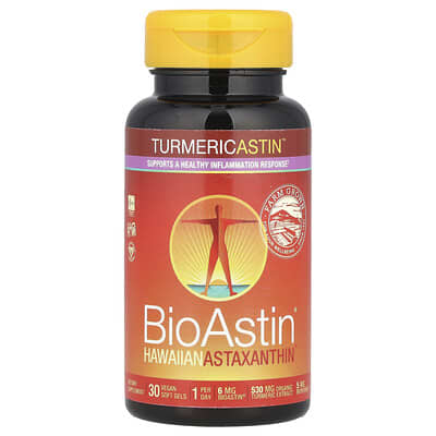 Пищевая добавка Turmericastin™, BioAstin® Hawaiian Astaxanthin®, 30 Vegan Soft Gels