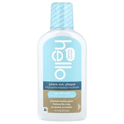 Peace Out, Plaque, Antigingivitis/Antiplaque Mouthwash, Natural Mint, 16 fl oz (473 ml)