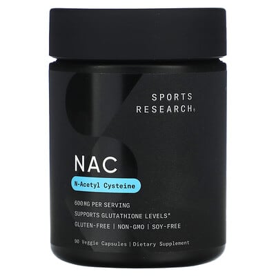 NAC, N-Acetyl-Cysteine, 600 mg, 90 вегетарианских капсул