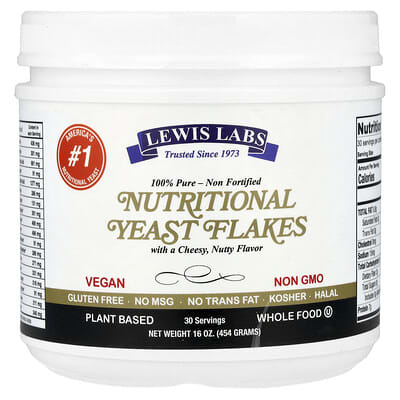 Пищевые дрожжи Lewis Labs Nutritional Yeast Flakes Cheesy Nutty 16 oz (454 g)