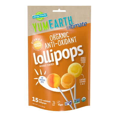Ultimate, Organic Anti-Oxidant Lollipops, Mango, Orange,  Lemon, 15 Lollipops, 3.3 oz (93 g)
