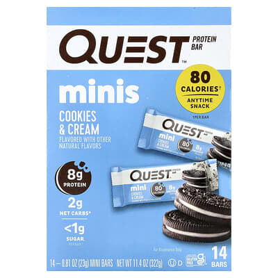 Minis Protein Bar, печенье с кремом, 14 батончиков, 0.81 oz (23 g) каждый