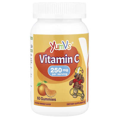 Детские жевательные витамины C, вкус апельсина, 250 mg, 60 штук