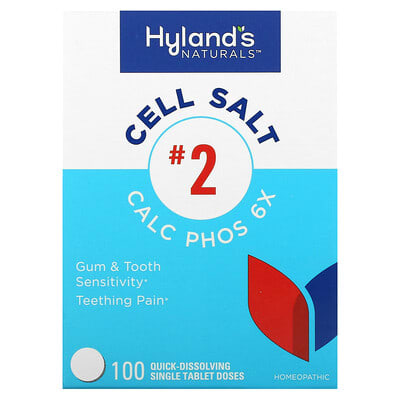 Таблетки Hyland's Naturals Cell Salt #2, Calc Phos 6X, 100 Quick-Dissolving Single Tablets