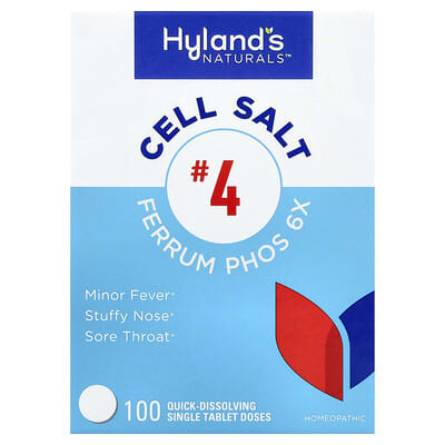 Cell Salt #4 Ferrum Phos 6X Hyland's Naturals, 100 быстрорастворимых таблеток