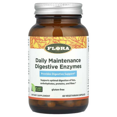 Flora Пищеварительные ферменты Daily Maintenance, 60 вегетарианских капсул