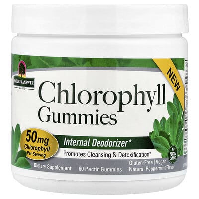 Chlorophyll Gummies, Натуральный мятный вкус, 60 пектиновых мармеладок