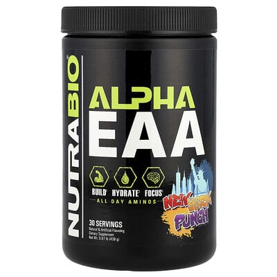 NutraBio Alpha EAA, New York Punch, 0.97 lb (438 g) аминокислоты