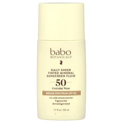 Минеральный флюид-солнцезащитный крем Babo Botanicals, SPF 50, без отдушек, 50 ml
