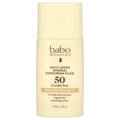 Ежедневный легкий минеральный флюид солнцезащитный, SPF 50, без отдушки, 1.7 fl oz (50 ml)