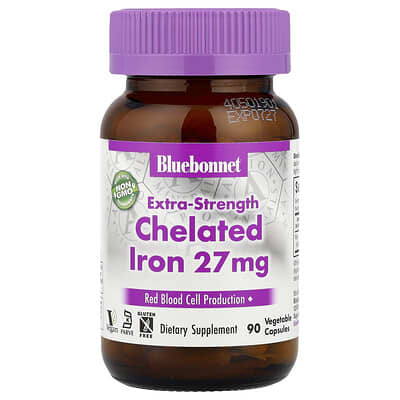 Хелат железа, Extra-Strength, 27 mg, 90 растительных капсул