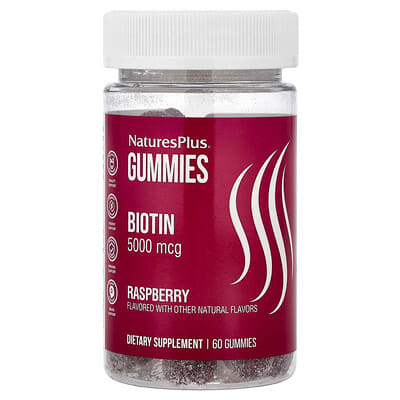 Желейные витамины с биотином, малина, 5,000 mcg, 60 шт.
