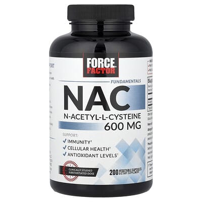Fundamentals, NAC, N-Acetyl-L-Cysteine, 600 mg, 200 растительных капсул