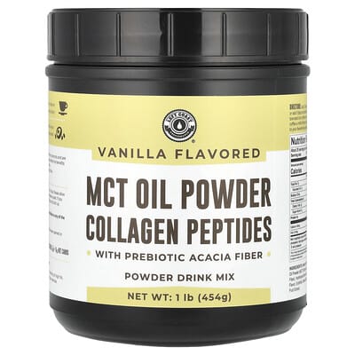 MCT Oil Powder Collagen Peptides With Prebiotic Acacia Fiber, Vanilla, 1 lb (454 g)