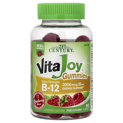 VitaJoy® B-12 Gummies, Raspberry, 90 Gummies (1,500 mcg per Gummy)