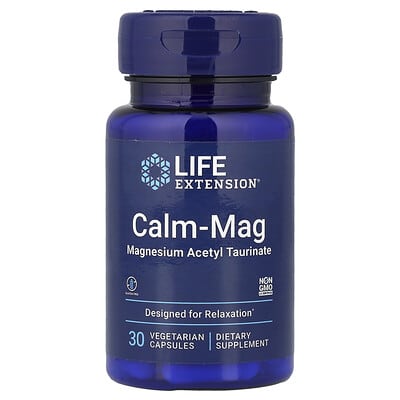 Life Extension Calm-Mag Магний ацетил таурат 30 вегетарианских капсул