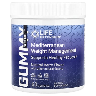 Life Extension Витаминные мармеладки Gummy Science™, Mediterranean Weight Management, Natural Berry, 60 штук