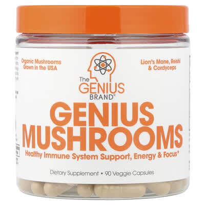 The Genius Brand Genius Mushrooms 90 вегетарианских капсул