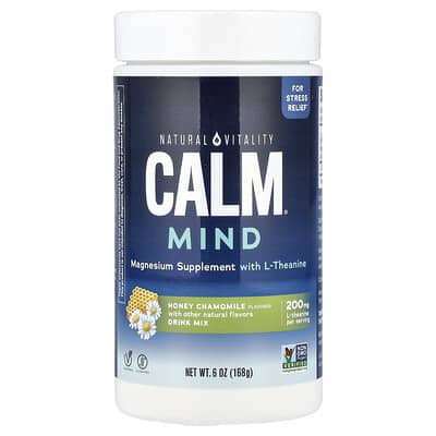 Natural Vitality CALM®, добавка магния с L-теанином, смесь для напитков, мед и ромашка, 6 oz (168 g)