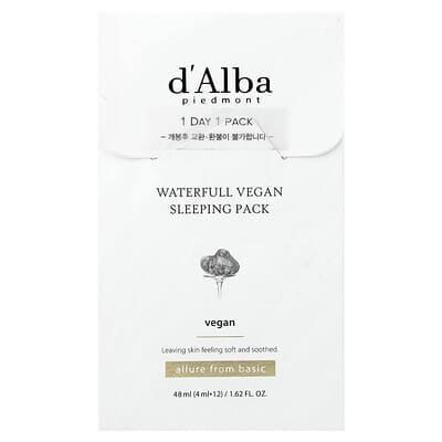 Маска для лица d'Alba Waterfull Vegan Sleeping Pack, 12 Packs