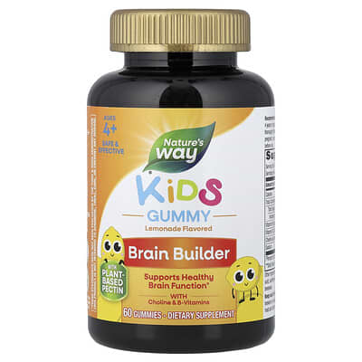 Детский Brain Builder Gummy, Lemonade, 60 мармеладок