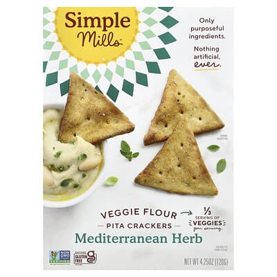 Veggie Flour Pita Crackers, Mediterranean Herb, 4.25 oz (120 g)