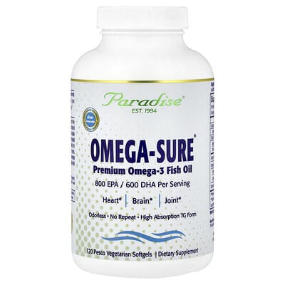 Omega-Sure® Premium Omega-3 рыбный жир 120 вегетарианских мягких капсул
