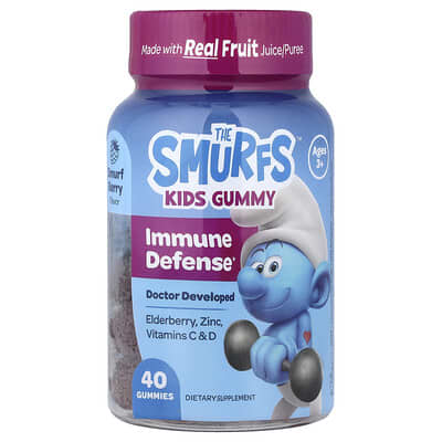 Детские мармеладные витамины, Immune Defense, 3+ года, Smurf Berry, 40 штук