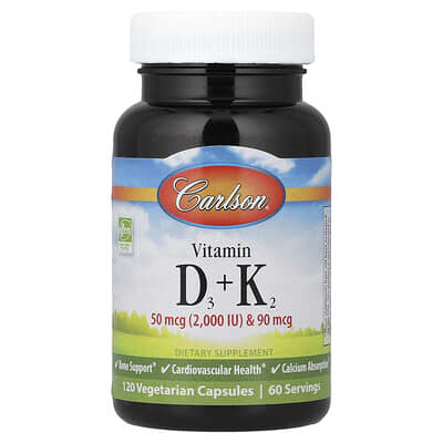 Vitamin D3 + K2, 120 Vegetarian Capsules