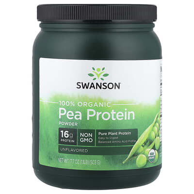 100% Organic Pea Protein Powder, Unflavored, 1.1 lb (503 g)