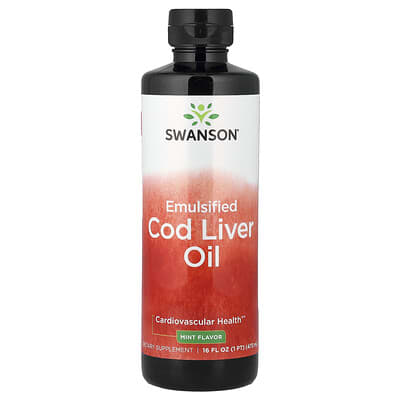 Рыбий жир Swanson Vitamins Emulsified Cod Liver Oil, Mint, 16 fl oz (473 ml)