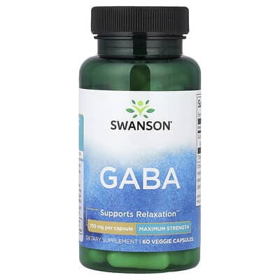 GABA, максимальная концентрация, 750 mg, 60 вегетарианских капсул