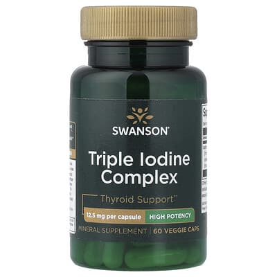 Swanson Vitamins комплекс тройного йода, 12.5 mg, 60 вегетарианских капсул