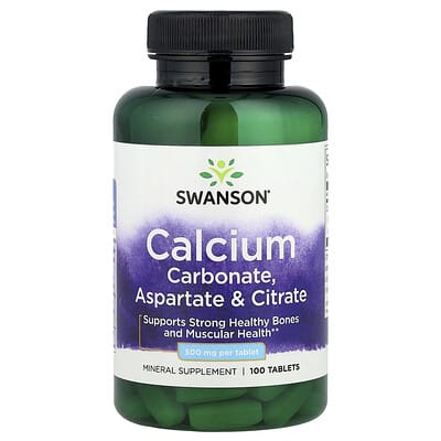 Calcium Carbonate, Aspartate & Citrate, 500 mg, 100 Tablets