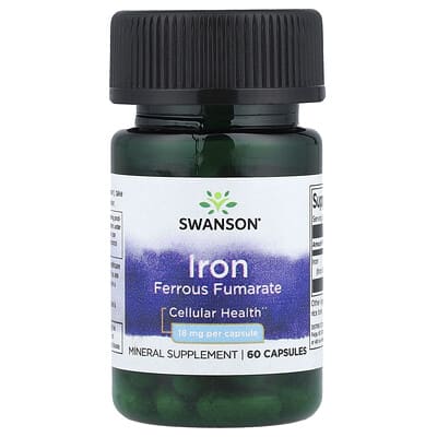 Железо Ferrous Fumarate, 18 mg, 60 капсул