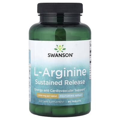 L-Arginine, пролонгированное действие, 1,000 mg, 90 таблеток