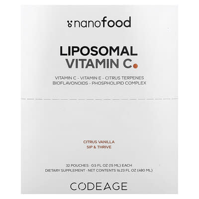 Nanofood, Liposomal Vitamin C, Citrus Vanilla, 32 Pouches, 0.5 fl oz (15 ml) Each