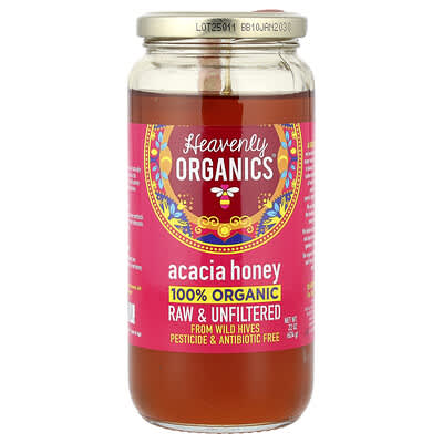 100% органический цветочный мед Acacia, натуральный и нефильтрованный, 22 oz (624 g)