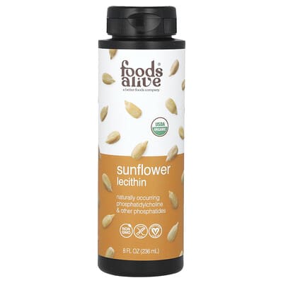 Органический жидкий лецитин подсолнечника, 8 fl oz (236 ml)