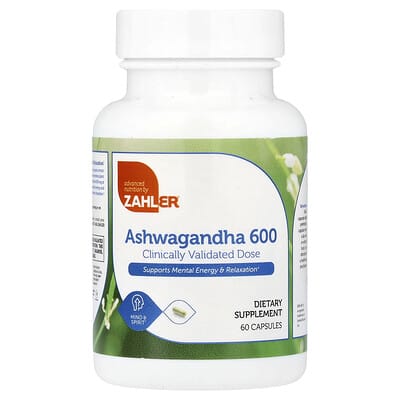 Ashwagandha 600, клинически подтвержденная доза, для поддержания ментальной энергии и расслабления, 60 капсул (300 mg на капсулу)