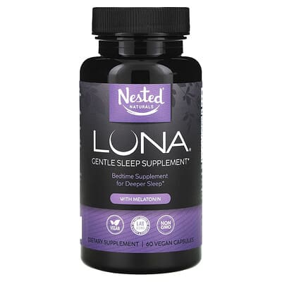 Nested Naturals Luna, добавка для спокойного сна с мелатонином, 60 веганских капсул