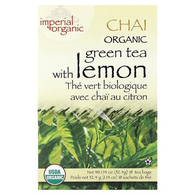 Imperial Organic зеленый чай с лимоном и чаем chai, 18 чайных пакетиков, 1.14 oz (32.4 g)
