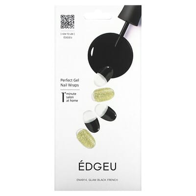 Edgeu Perfect Gel накладки для ногтей, ENA 914 Glam Black French, 19 шт