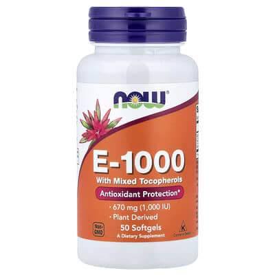 E-1000 с mixed tocopherols, 670 mg (1,000 IU), 50 мягких капсул