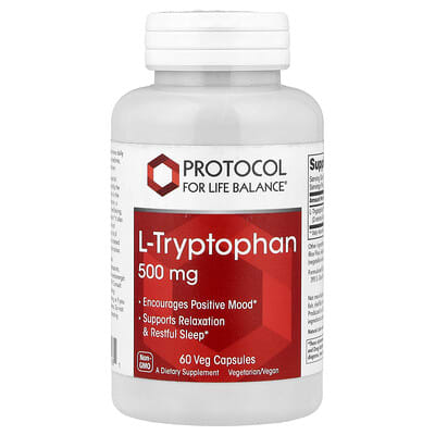 L-Tryptophan, 500 mg, 60 веганских капсул