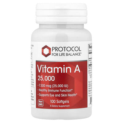 Vitamin A, 7,500 mcg (25,000 IU), 100 Softgels