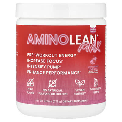 AminoLean® Max, Pre-Workout, Strawberry Lemonade, 9.85 oz (279 g)