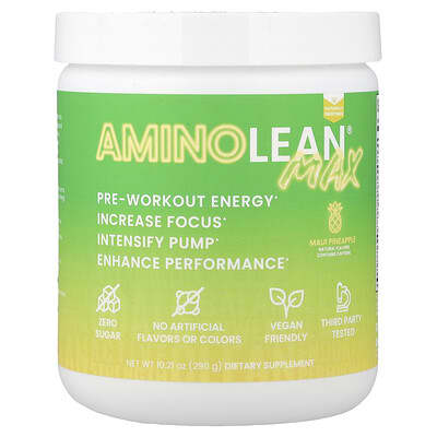 AminoLean® Max, предтренировочный комплекс, Maui Pineapple, 10.21 oz (290 g)