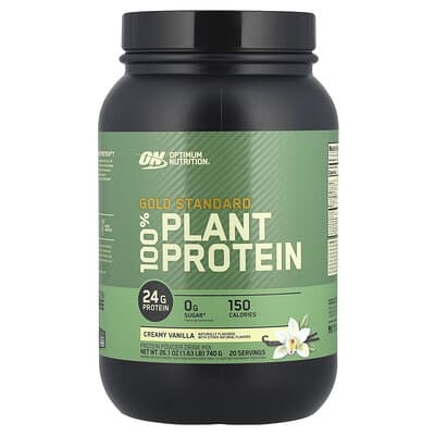 Gold Standard 100% растительный протеин, сливочная ваниль, 1.63 lbs (740 g)